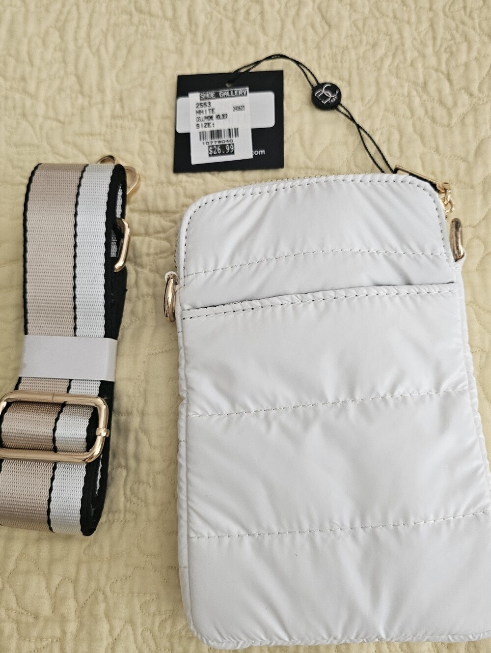 NWT - BC Bags - White Soft Quilted Puffer Crossbody